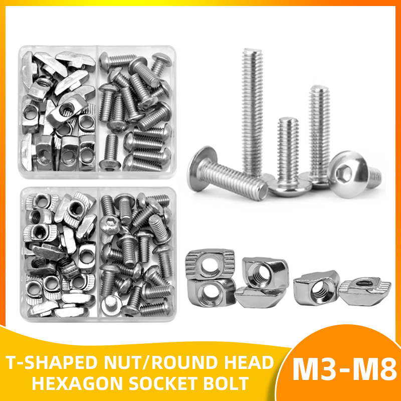 Aluminum T-Slot Profile - T-moeren schroeven Kit T-baanmoer voor 2020