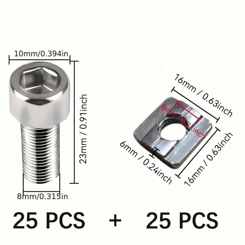 25 sets stalen set M8 T-gleufm - Aluminum T-Slot Profile recensie en prijs