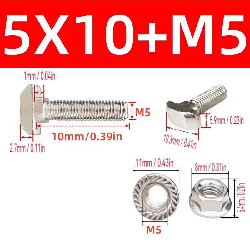 10 sets M5 T-bout schroef en z - Aluminum T-Slot Profile recensie en prijs